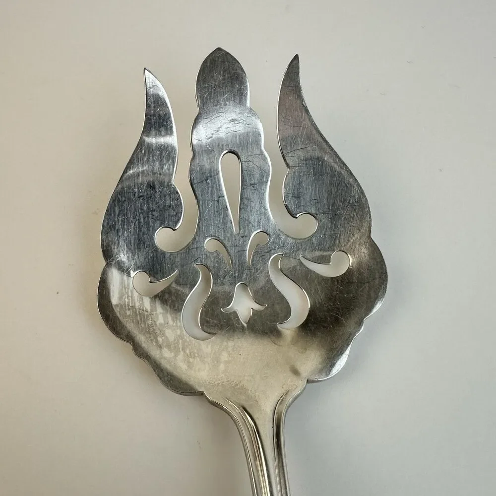 Elegant Sterling Silver Handle Cold Meat Serving Fancy Silverplate Fork 8.5”